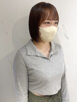 ラミエ バイ メルト 吉祥寺(lamie by melt)&nbsp;"久保田"ミニボブ顔まわりカットオレンジブラウン縮毛矯正