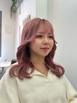 ジラソル(girasol) ダブルカラー×ピンクベージュ×春カラー×小顔顔周りカット