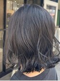 外ハネボブ切りっぱなし透明感グレージュカラー日吉