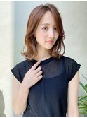 ボブ/大人かわいい/フェザーバング/透け感グレージュ[表参道]