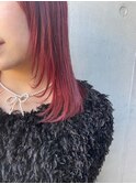 レッドブラウン レイヤーカット　顔周りレイヤー　ハイトーン