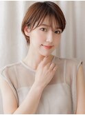 ナチュラルブラウン大人美人耳掛け丸みショートY戸頭30代40代