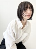 切りっぱなしボブ黒髪小顔レイヤーオリーブグレーココアベージュ