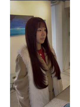 ボルドーレッド×顔まわりレイヤー