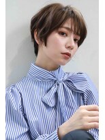 ムウ 難波(MOU) クールショートボブ前髪イメチェンピンクベージュ20代30代40代