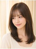 タイトストレート春カラービターショコラフェミニンカール
