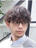 渋谷シャドウパーマ波巻きスパイラルパーマメンズマッシュウルフ