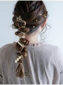 ☆金箔と金ヘアアクセの紐アレンジ☆
