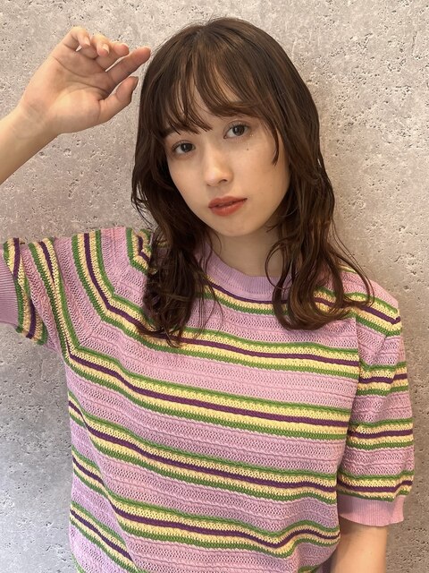 三軒茶屋_レディース_セミロング_コテ巻き_ヘアアレンジ_セット