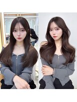 アフロートリノ(AFLOAT Leino)&nbsp;大人可愛い　韓国ヘア　くびれヘア　セミロング　薄め前髪#