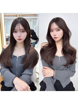 アフロートリノ(AFLOAT Leino) 大人可愛い　韓国ヘア　くびれヘア　セミロング　薄め前髪#