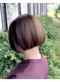 ボブ#切りっぱなし#ショート#ベージュ#ブリーチなし#豊橋#豊川