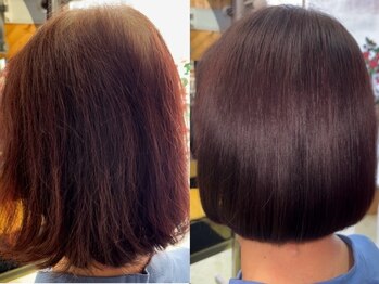 エルモア美容室の写真/【天然由来の育毛促進カラー】低刺激でカラーと同時に補修保護◎ツヤ感・潤い・弾力がUPし若々しい印象へ。