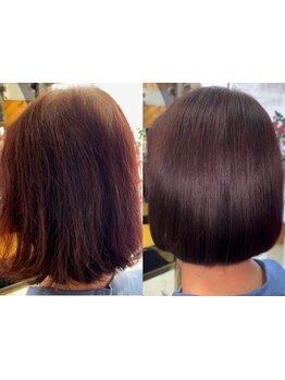 【天然由来の育毛促進カラー】低刺激でカラーと同時に補修保護◎ツヤ感・潤い・弾力がUPし若々しい印象へ。