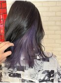 透け感春夏インナーカラーラベンダーくすみカラー