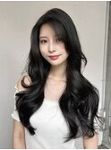 フェミニンカール大人ヘアモテ髪前髪パーマオフィスヘア