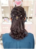 編み込みハーフアップ