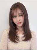 レイヤーカット/ブリーチなしダブルカラー/アッシュベージュ
