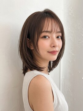 カバーヘア アカデミー 北浦和西口店(COVER HAIR ACADEMY) 秋カラーブリーチなし艶髪顔周りレイヤーミディアムボブp北浦和