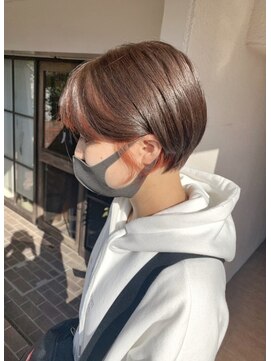 ビグディーサロン 武庫川(BIGOUDI salon) イヤリングカラー/ショートボブ/オレンジ/丸み