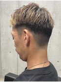 メンズ/アップバング/ツーブロックマッシュ/束感ショート波巻き