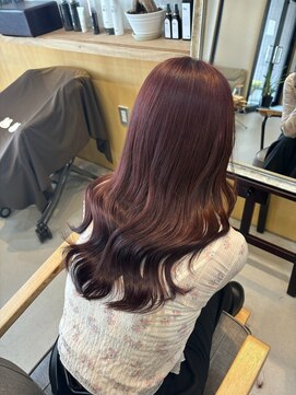 チオ(Chio) 【石坂遥香】ブリーチなし ワインレッドカラー