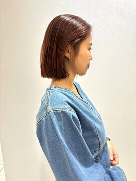 ラ ブーケ 中川中島店(La Bouquet) 切りっぱなしボブ×前髪なし×オレンジカラー
