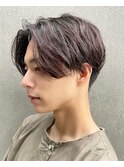 シャドウパーマスパイラルメンズセンター分けハンサムショート