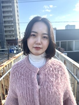 スリーヌーン(THREE noon) ボブ×ハイライトカラー