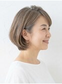 大人可愛い小顔ショートボブ◇手入れ楽ちん白髪ぼかしハイライト