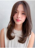 レイヤーカットダークパープルデジタルパーマミルクブラウン