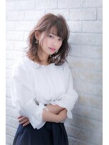 ヘアーアートシフォン 池袋西口店(Hair art chiffon)&nbsp;ミニマムボブモードジグザグバング3Dカラーノットヘアブルージュ