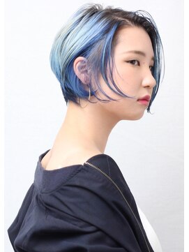 ピークアブー アヴェダ 池袋東武(PEEK-A-BOO AVEDA) 透明感ブルー×ハンサムグラボブ ブリーチカラー