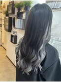 ブラック×シルバーアウターカラーシールエクステ
