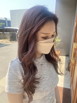 スタイル(STYLE) 20代ピンクベージュ韓国くびれヘアウェーブヘアサイドバング