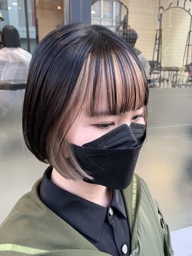 シェノン 西梅田(CHAINON) グレーベージュ/レイヤーロング/黒髪/前髪パーマ