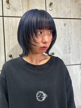 クレエ ヘアー デザイン(creer hair design) ブルー×黒髪ミディアム大人可愛い丸み小顔レイヤーカット