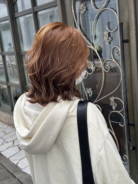 シャル 錦糸町(shalu) オレンジベージュ　ミディアムレイヤー