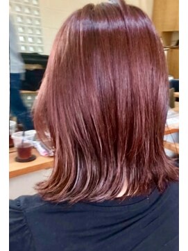 ヘアーデザイン フルーツ(Hair Design FRUITS) モーブピンク×くびれボブ