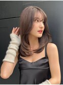 ba2051透明感暗髪ショコラアッシュ顔回りレイヤーミストバング