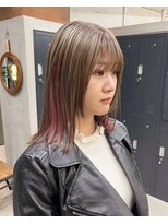 テトヘアー(teto hair) 切りっぱなしミディアムピンクインナーカラー