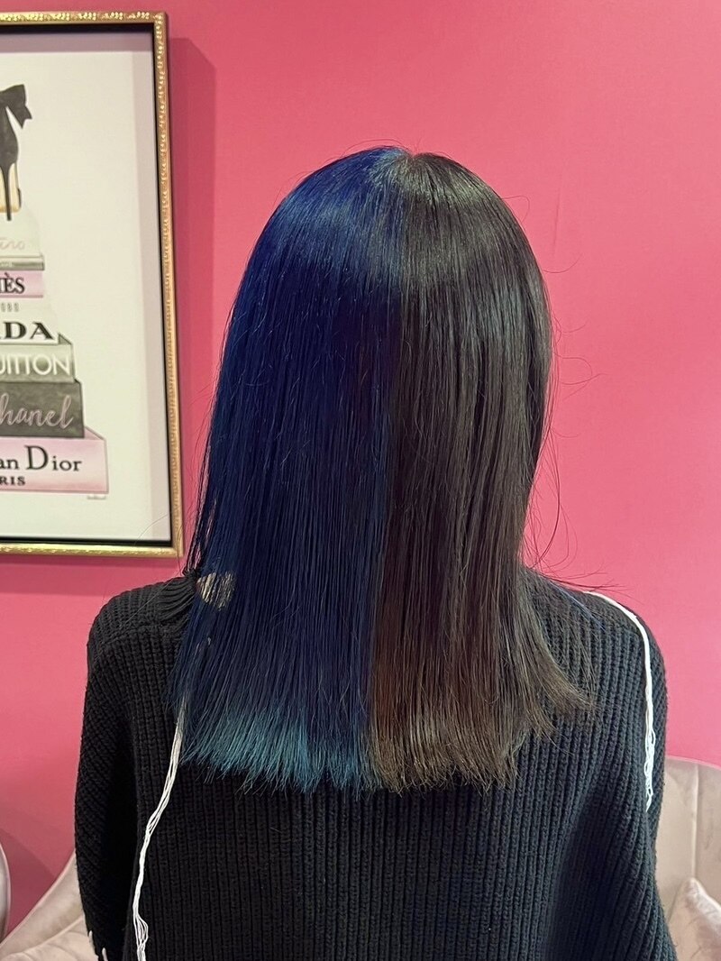 ツートンカラー#ハーフカラー#ブルー#ブラック：L208444234｜ヴィ