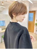 オリーブベージュフェザーショート×ダブルカラー×横浜