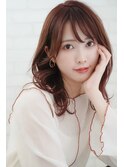 ★こなれミディイメチェン前髪ウェーブパーマくびれヘア美髪小顔