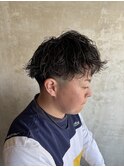 ツイストスパイラルパーマ×メッシュキャップハイライト