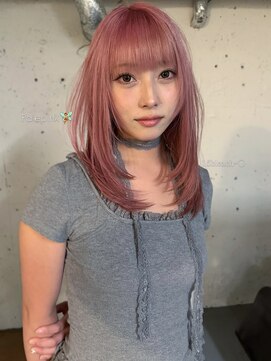 ノラ シンディ(NORA CYNDY) ペールピンク ハイトーン ケアブリーチ ハッシュカット レイヤー