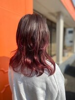 エルベ 千波店(elve)&nbsp;パープルレッド　バレイヤージュ