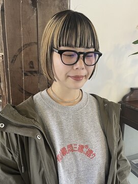 ヘアーアイストゥーレ(HAIR ICI TRE) アンブレラカラー　ブリーチ　ボブ　ワイドバング　担当阿知波