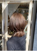 レイヤーくびれウルフボブロブグレージュブラウンツヤカラー