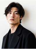 センターパート ナチュラルパーマ ウルフ 30代 40代